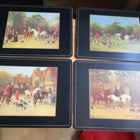 Pimpernel Tally Ho Cork-Backed Large Placemats, Set of 4, 15.7 X 11.7" VINTAGE - Picture 1 of 9